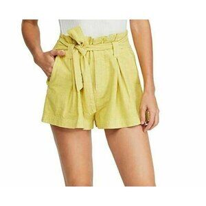NEW FREE PEOPLE EVERYWHERE YOU GO LINEN SHORTS LIME SZ 6